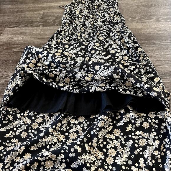 EUC Banjanan Floral Maxi Dress Size Small Black 100% Cotton Sleeveless Layering - Picture 12 of 15